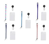 UKCOCO 5 Fundas para Tarjetas de Identificación con Cordón Retráctil y Diseño Pack de Protector Transparente para Id para Trabajo