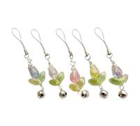 UKCOCO 5 Piezas Amuleto para Teléfono Móvil de Flores Cadena con Dije para Teléfono Celular Cordón para Colgar Lindo Tulipán Flor Charm para Niñas Mujeres