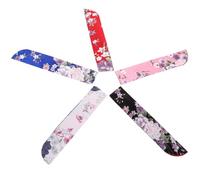 UKCOCO 5 Piezas Bolsa para Abanico Japonesa de Fundas Portátiles de Doble con Estampado Floral Protección Elegante para Abanicos de Mano Colores Surtidos Rosa Azul Rojo Negro Blanco