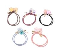 UKCOCO 5 Piezas De Lazos Para El Pelo De Cuero Con Flores De Cristal Para Niñas Pequeñas Accesorios Para El Pelo Elásticos De Resina