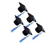 UKCOCO 5 Piezas decoración del Sombrero del Doctor Borla de Botella de Vino de graduación Mini petacas de Alcohol decoración de Tapa de graduación Decoraciones de Mesa de graduados Azul