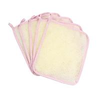 UKCOCO 5 piezas Paquete Toallas Exfoliantes de Nylon para Ducha Paños de Lavado Corporal Doble Capa con Suaves y Resistentes para Limpieza Facial y Corporal Color Rosa Piña