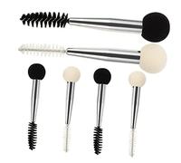 UKCOCO 6 piezas Brochas de Maquillaje Dobles Cepillo para Cejas y Pestañas con Esponja Accesorio Profesional para Maquillaje Facial Color Blanco y Negro Mango Plateado