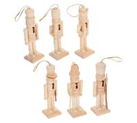 UKCOCO 6 Piezas Cascanueces de Madera sin Pintar para Decoración Navideña DIY Soldados de Navidad para Mesa Fiesta y Manualidades