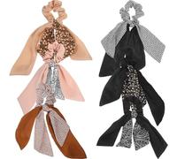 UKCOCO 6 piezas Coleteros Elásticos con Lazos de Cinta Floral para Niñas Diseño Antideslizante Accesorios Versátiles para Peinados Elegantes y Casuales