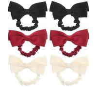 UKCOCO 6 Piezas de Lazos Pelo Diseño de Moño, Coleteros de Tejido Elásticos para Cabello Grueso, Accesorios Versátiles para Diversas Ocasiones y Peinados