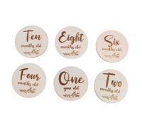 UKCOCO 6 Piezas Tarjetas de Logros Mensuales de Madera para Bebés de Crecimiento para Recuerdo para Fotos de Bebés el Primer Año