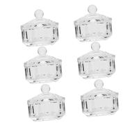 UKCOCO 6 piezas Tazas de Cristal para de Uñas con Tapa Herramientas de Manicura para Salones y Personal y Polvo de Uñas