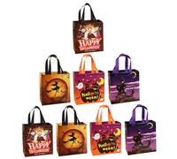 UKCOCO 8 bolsas de regalo de Halloween reutilizables de tela no tejida para envolver regalos para fiestas de Halloween, ocasiones festivas con calabazas de brujas