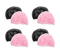 UKCOCO 8 Gorros para Dormir Mujer de Malla Transpirable Ajustables y Reutilizables 4 Negros y 4 Rosas Cuidados para Cabello Rizado y Protección Nocturna