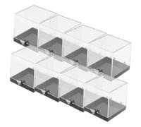 UKCOCO 8 piezas Caja Organizadora Transparente Cuadrada Contenedor para Muestras Minerales Cristal y Flores Exhibidor de Especímenes Compacto con Base Almacenamiento Decorativo Fácil de