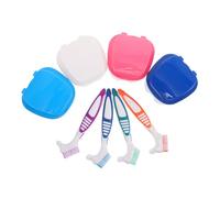 UKCOCO 8piezas Kit Cuidado De Dentaduras Postizas Cepillo De Dientes Estuche Forma De Manzana Soporte Para Remojar Prótesis Para Viajes y Limpieza Diaria