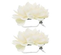 UKCOCO Abrazaderas de Cortina de Color Blanco con Flores Artificiales, Clips Fáciles de Sujetar sin Herramientas para Cortinas y Tapices en Hogar y Hotel, Pack de 2 Piezas