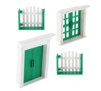 UKCOCO Accesorios para Casas de Muñecas Miniatura para Bricolaje, Set 4 Piezas de Puertas y Ventanas de Resina en Tonos Verdes y Claros, Ideales para Decoración y Proyectos Creativos