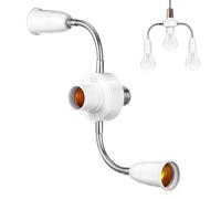 UKCOCO Adaptador de Casquillo E27 con Manguera Flexible, Convertidor Cabezal a Tres Cabezales, Soporte de Plástico Ajustable para Hogar y Oficina