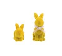 UKCOCO Adorno para Tarta de Pascua 2 Conejitos Flocados de Resina, Decoración de Mesa para Primavera Superficie Suave y Resistente al Desgaste, Adecuado para Celebraciones de Pascua