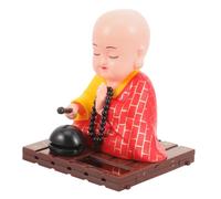 UKCOCO Adornos De Muñecos Cabezones Decoración para Salpicadero De Coche Monje Pequeño Que Vibra Energía Solar Estatua De Monje Cabeza Que Asiente