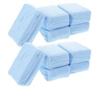 UKCOCO Almohadillas Aplicadoras de Cera para Autos 10 Unidades Rectangular 12X8X3 CM Microfibra Azul Claro para Pulir Limpiar Cristales y Neumáticos Adecuado para Detallado y