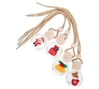 UKCOCO Ambientador Colgante para Coche 4 Piezas, Botellas Difusoras de Vidrio Vacías para Aceites Esenciales, Decoración Navideña Amarilla Motivos de Oso, Guante y Santa Claus, Accesorio