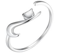 UKCOCO Anillo Abierto de Gato en Material Metálico Ajustable para Mujer, Anillo Animal para Niñas y Uso Cotidiano