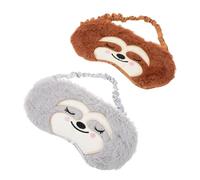 UKCOCO Antifaz de Peluche para Dormir Opaco 2 Unidades Gris y Marrón Ajustable Bloqueo Total de Luz para Viajes Siesta Meditación Descanso Niños y Adultos