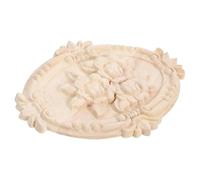 UKCOCO Aplique Decorativo Ovalado de Madera Tallada 13x9 Cm, Adorno para Muebles y Decoración Diy, Incrustación Resistente para Cama, Armario y Puerta, Estilo Europeo