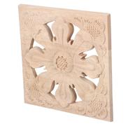 UKCOCO Apliques Ornamentales de Madera sin Pintar 15X15 CM Incrustaciones Decorativas Talladas en Forma de Flor para Muebles Calcomanías Artesanales para Decoración de Interiores