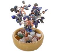 UKCOCO Árbol de Cristal Feng Shui de Amarillo Natural Adorno Bonsái para Riqueza y Fortuna Decoración Única para Hogar y Oficina Hecho Mano con Piedras Preciosas