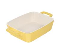 UKCOCO Bandeja para Hornear Binaural de Cerámica Amarilla Plato para Arroz Horneado Queso Plato Llano Hogar Apto para Horno y Almacenamiento de Alimentos