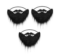 UKCOCO Bigotes Falsos Negros 3 Piezas para Disfraces y Fiestas, Barba Postiza Adhesiva para Halloween y Cosplay, Accesorios Divertidos para Adultos