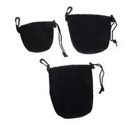 UKCOCO Bolsa de Almacenamiento para Lentes de Cámara Neopreno 3 Piezas (pequeña, Mediana, Grande) para Fotógrafos Profesionales, Diseño Cordón, Protección Portátil para Exteriores Negra
