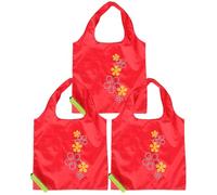 UKCOCO Bolsa de Almacenamiento Plegable de Poliéster Estilo Fresa 3 Piezas Bolsa de Compras Reutilizable Ligera y Compacta para Supermercado y Viajes Ecológica para Mujer