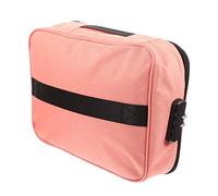 UKCOCO Bolsa de Archivo Multicapa Ignífuga de Tela Cerradura, Gran Capacidad, Color Rosa, Organizador de Documentos para Viaje y Hogar, Tamaño Plegable Tres Capas