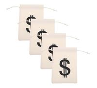 UKCOCO Bolsa de Lona Cordón 16x22 Cm Color Beige, Pack 4 Unidades, Monedero Organizador de Dinero y Bolsa de Botín Pirata para Regalos y Fiestas