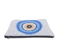 UKCOCO Bolsa de Maquillaje Portátil Cremallera, Neceser para Mujer Tamaño Mediano de Poliéster Estampado Ojo Turco, Adecuado para Viaje y Organización de Cosméticos