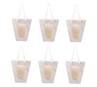 UKCOCO Bolsa de Papel para Flores con Asa y Ventana Transparente 12 Piezas Tamaño Pequeño 20x18x10 Cm Diseño Mármol Claro Práctico para Regalos y Almacenamiento Portátil