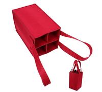 UKCOCO Bolsa de Vino Portátil Alta Durabilidad para 4 Botellas 2 Piezas de Fieltro No Se Deforma Color Rojo, Adecuado para Obsequio o Eventos