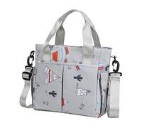 UKCOCO Bolsa Organizadora Para Cochecito y Pañales Para Mamás, Gran Capacidad, Material Resistente, Color Gris Diseño Infantil, Adecuado Para Paseo y Guardería, Múltiples Compartimentos