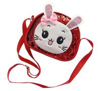 UKCOCO Bolso Bandolera Infantil Diseño de Conejo y Lentejuelas, Tamaño Pequeño, Color Rojo, Bolsa de Almacenamiento, Accesorio Práctico para Escuela y Paseo
