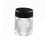 UKCOCO Botella de Aerógrafo de Vidrio Transparente 22 CC con Tapa de Plástico, Frasco Sellado para Pintura, Compatible con Aerógrafos de Alimentación por Sifón, 1 Unidad, Uso Profesional