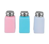 UKCOCO Botella de Prensa de Uñas 3piezas 200Ml Inoxidable Cierre a Presión para Quitaesmalte para Cosméticos Antideslizante de Usar