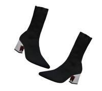 UKCOCO Botines Mujer Calcetín Elásticos Punta Puntiaguda Tacón Grueso Invierno Elegantes Cómodos para Diario