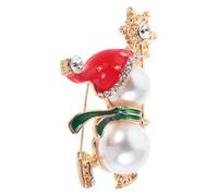 UKCOCO Broche de Navidad Muñeco de Vintage con Esmalte y Perlas Alfiler Decorativo para Mujer Accesorios para Suéteres Chaquetas y Fiestas Festivas