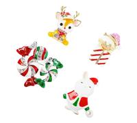 UKCOCO Broche Navideño de Aleación Rojo Set de 4 Pins de Solapa para Mujer y Hombre Diseño de Dibujos Animados Accesorio para Ropa Sombrero y Mochila Adecuado para Navidad y Fiestas