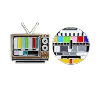 UKCOCO Broches Creativos de Canales de Tv Retro, 2 Piezas, Broche Vintage Pequeño de Esmalte, Accesorio Decorativo para Ropa Casual y Disfraz, Obsequio Original para Mujer