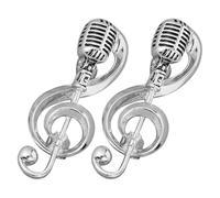 UKCOCO Broches Musicales Retro de Micrófono y Nota de Metal para Mujer, Accesorios de Moda, Pin de Solapa para Trajes, Juego de 2 Piezas, Elegante y Resistente