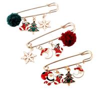 UKCOCO Broches Navideños para Mujer 3 Piezas Diseño de Aleación Imperdibles Decorativos para Bufanda Ropa y Abrigo Accesorios Festivos para Navidad y Eventos Obsequios