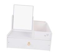 UKCOCO Caja De Cosméticos Con Cajón, Organizador De Joyas y Escritorio, Tamaño Mediano, Con Espejo Hd, Material Pvc Duradero, Para Uso Doméstico y Almacenamiento De Maquillaje