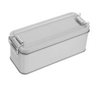 UKCOCO Caja de Hierro Rectangular para Galletas y Dulces con Tapa, Color Plata, Creativa y Elegante para Almacenar Chocolates y Manualidades de Temporada