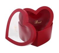 UKCOCO Caja de Obsequio Vacía Forma de Corazón Roja Ventana Transparente Juego de 2 1 Grande y 1 Pequeño Multiusos para Maquillaje Perfume y Flores Adecuado para San Valentín y